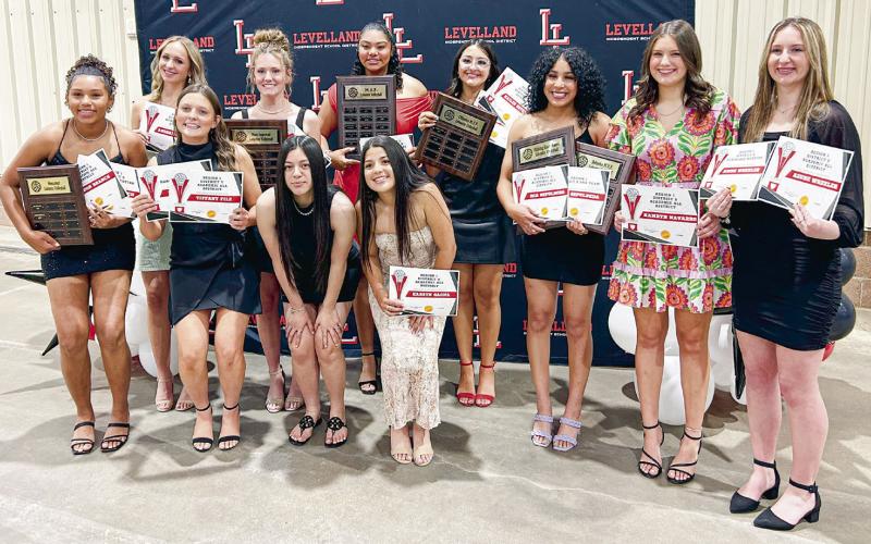 VOLLEYBALLAWARDS - Most Valuable Player: Trinity Wafer, Offensive MVP: Hailee Estrada, Defensive MVP: Mia Sepulbeda, Newcomer of the Year: London Branch, Fighting Heart: Mia Sepulbeda and Most Improved Player: Lola Potter. (Staff photo by Jentezen Smith)