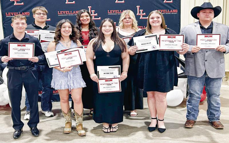 POWERLIFTING - Boys Lifter of the Year: Rayden Garcia, Girls Lifter of the Year: Naylea Saucedo, Boys Most Improved Lifter: Nathan Alvarado and Michael Arriaga, Girls Most Improved Lifter: Avani Lopez and Salem Bailey, Boys Newcomer of the Year: Izavier Castillo and Girls Newcomer of the Year: Maggie Miller and Ari’yana Young. (Staff photo by Jentezen Smith)