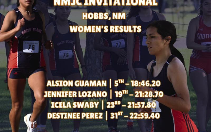 LADY TEXANS XC PERFORMS WELL - The South Plains Women’s Cross Country team put on a strong performance at the New Mexico Junior College Invitational on September 26. They compete next at NMJC again this Friday at 9 a.m. (Graphic provided by SPC Athletics)