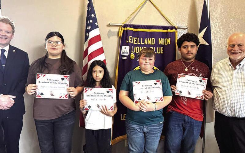 FEBRUARY STUDENTS OF THE MONTH-- The Levelland Noon Lions Club recognized the February Students of the Month from LISD. These students were selected for their hard work, positive attitudes, and leadership in and out of the classroom and always giving their best effort and being ready to learn, encouraging others, working well with peers, and showing respect and responsibility to set a good example. (Levelland ISD photo)