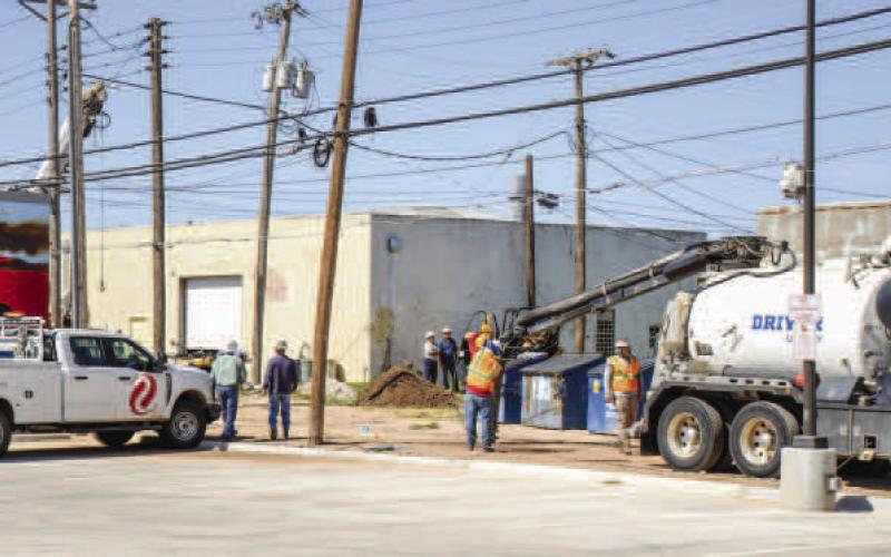 UPGRADED INFRASTRUCTURE - Xcel Energy performed updates on the infrastructure that feeds to the Hockley County Courthouse. Ave H from 8th Street to Houston has to be blocked off. Additionally, Austin Street to from Ave I to Avenue G has to be blocked off as well. (Staff photo by Dom Puente)