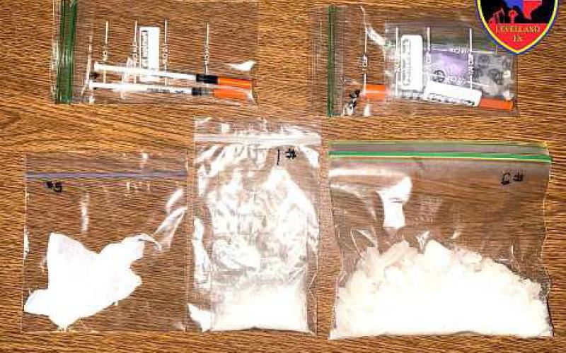 DRUG ACTIVITY - The Levelland Police Department, through close collaboration with the Texas Department of Public Safety, conducted a recent narcotics investigation resulting in three arrests and the seizure of more than 4 ounces of methamphetamine. The operation highlighted the importance of strong interagency partnerships and proactive enforcement efforts aimed at disrupting the distribution of dangerous narcotics and illegal drug activity. (LPD photo)