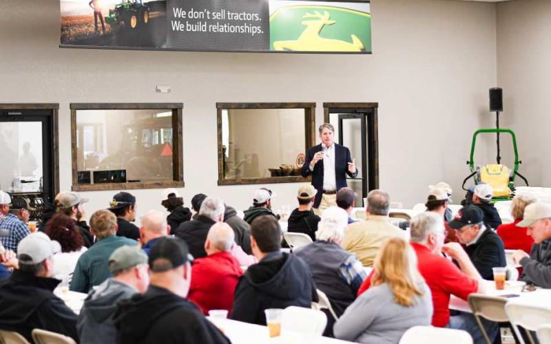 South Plains Implement held their annual community and customer appreciation luncheon this past Friday. Pictured is congressman candidate Tom Sell who was the guest speaker. (Staff photo by Jentezen Smith)