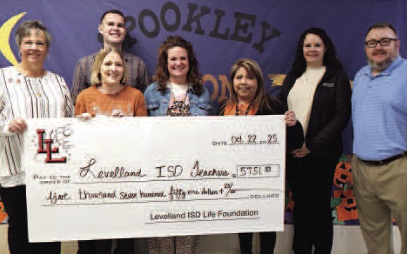 CAPITOL-- LIFE Grant Foundation at Capitol Elementary: Kristy Sanders, Kathy Potter and Dolores Lopez with Donna Pugh, Landon McCormack, Kylie Bogg and Ryan Fitzgerald.(Levelland ISD photo)