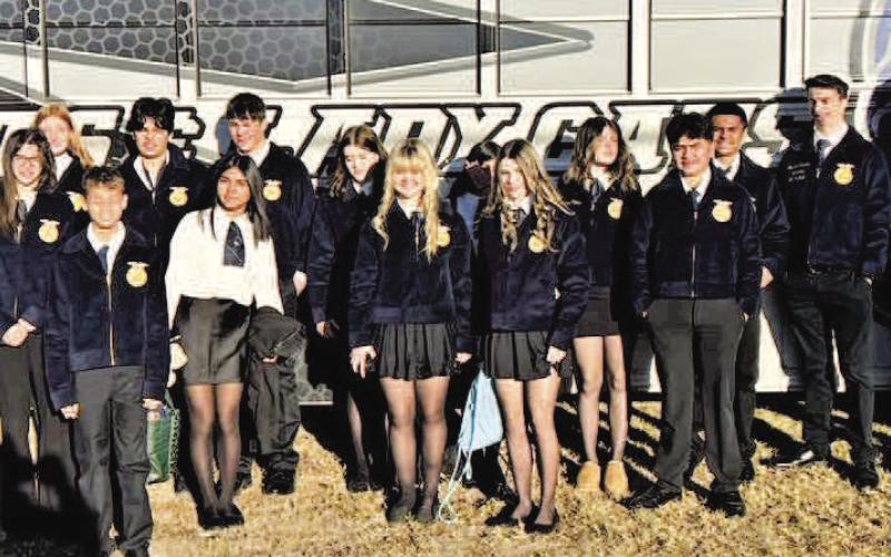 FFA LDE- Smyer FFA was well represented at the Lubbock District LDE contest held at Frenship High School. Twenty FFA members competed in LDE contests such as creed speaking, Greenhand and Senior Quiz, and radio broadcast. (Smyer ISD photo).