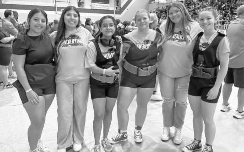 ROUGHETTE POWERLIFTING - The Sundown Girls Powerlifting Team was well represented in the regional meet held at the end of Feb. Roxanna Mendoza, Alexis Brinklow, Armani Hernandez and Emily Rodgers each competed in the meet. (Photo courtesy of Sundown ISD)