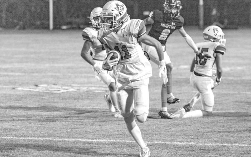 OPEN FIELD - Ropes wide receiver Reese Williams caught the ball and took it for some much needed yards against the tough Morton defense. (Photo courtesy of Donovan Martin)