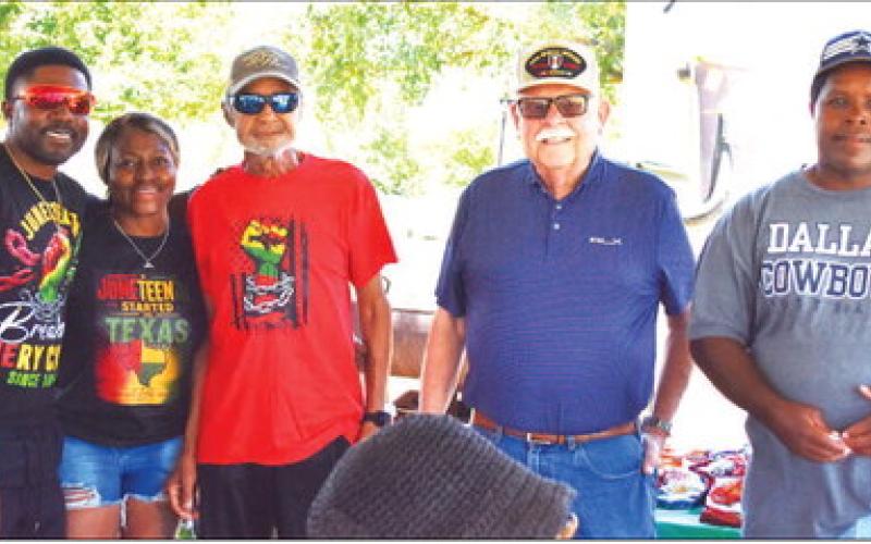HONORING THOSE WHO SERVED – Veterans were honored this past Saturday at the annual Juneteenth celebration held at L.G. Griffin Park. Pictured are Endurance Childers, Joyce Howard, William Dailey, Bill Powell and Donald Williams. (Staff photo)