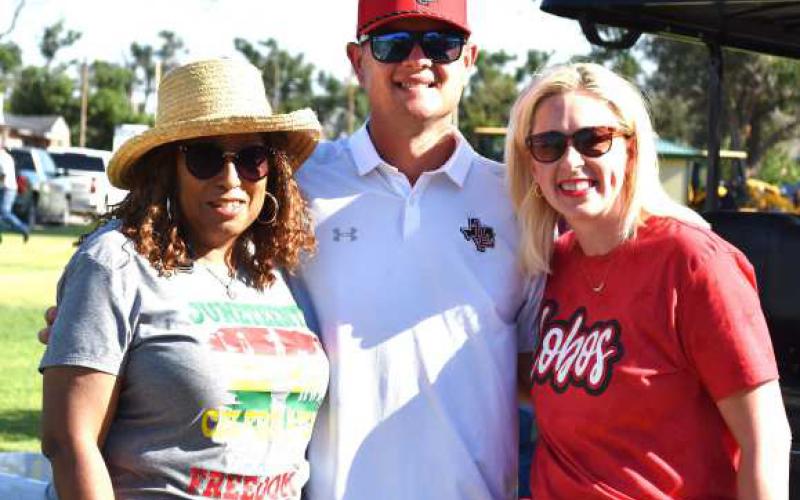 ENJOYING THE FESTIVITIES – The annual Juneteenth celebration was held from Thursday though Saturday of last week and allowed for the community to come together for food and fun. Pictured left to right is Glenda Jones, Matt Buxkemper and Breann Buxkemper. (Staff photo)