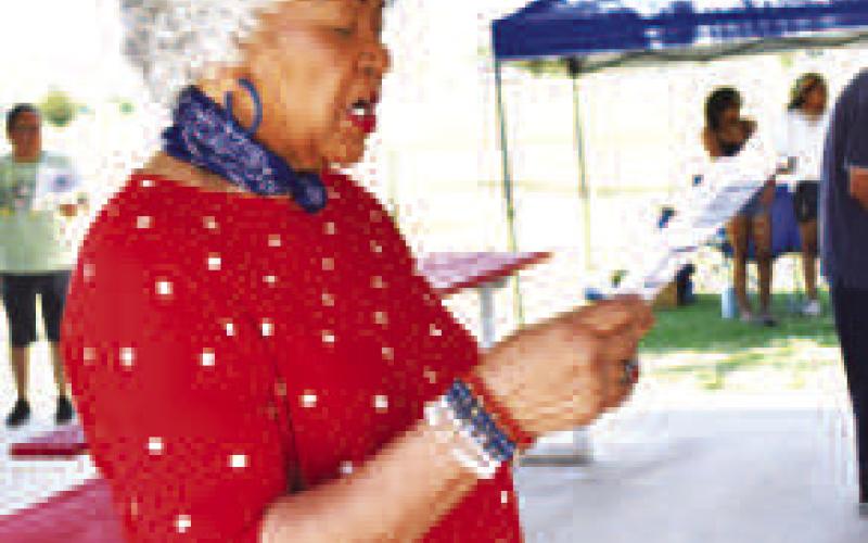 JUNETEENTHPROGRAM - Residents enjoyed a program prior to a community meal this past Saturday at the annual Juneteenth celebration. (Staff photo)