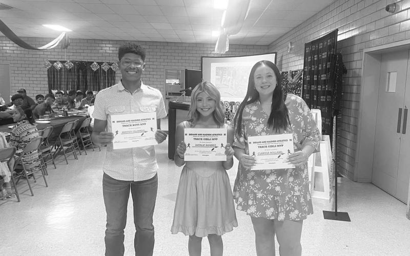 MORTON TRACK - Morton Athletes Brayden Villarreal earned MVP for the Boys and both Natalie Ramirez and Clarissa Holland earned MVP for the Girls this past Tuesday at their Sports Banquet. (Photo courtesy of Morton ISD)