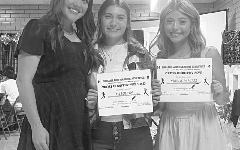 GIRLS CROSS COUNTRY - Morton Maidens Natalie Ramirez earned MVP and Eliberta Boleyn earned Fighting Heart this past Tuesday at their Sports Banquet. (Photo courtesy of Morton ISD)