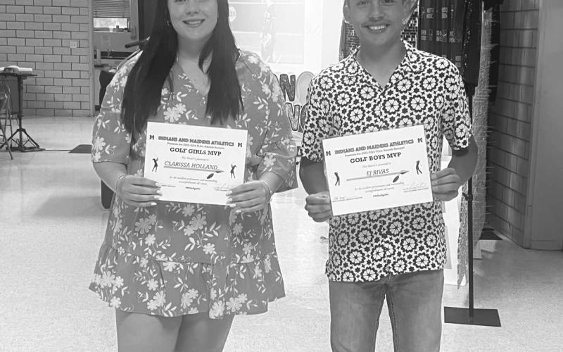 MORTON GOLF - Morton Athletes E.J. Rivas earned MVP on the Boys side and Clarissa Holland earned MVP on the Girls side this past Tuesday at the Sports Banquet. (Photo courtesy of Morton ISD)