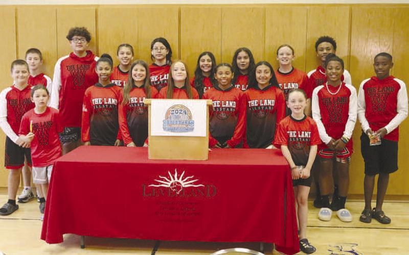 YOUNG TALENT - The City of Levelland will be hosting the 2024 Little Dribblers Tournament with boys’ and girls’ basketball teams attending from all over the country. The Little Dribblers Inc. Organization held a press conference earlier this week to announce the arrival of the tournament in 2024. Pictured are a group of young and talented kids who will take part in the tournament next year. (Staff Photo by Aalijah Soliz)