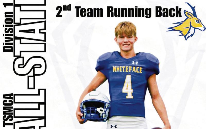 (NOT PICTURED: Isaak Soliz, junior, 2nd Team Linebacker. Graphics provided by Whiteface Victory Line Facebook)