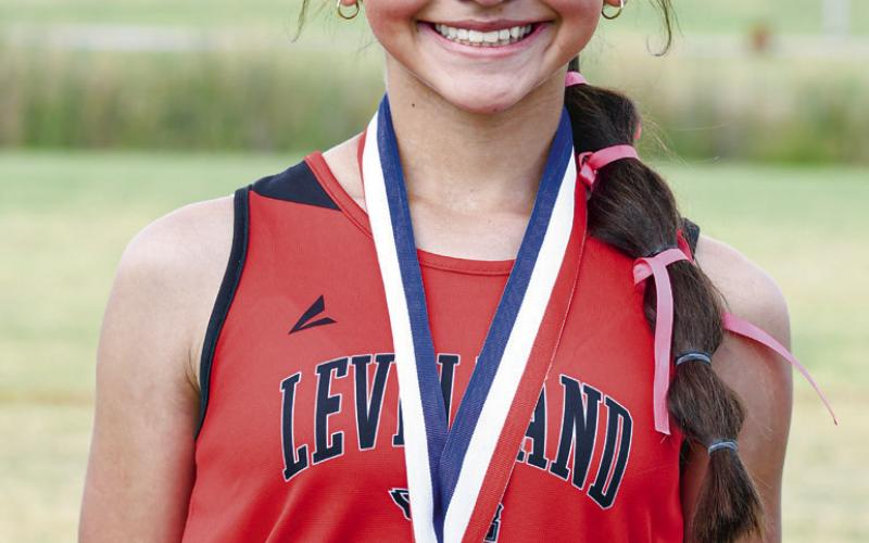 - Freshman Valeria Villareal ran a 13:46.65 to place 8th overall in the varsity girl’s 2-mile run at the 4A District 5 Meet at Mae Simmons Park in Lubbock this past Thursday. (Staff photo by Jentezen Smith)
