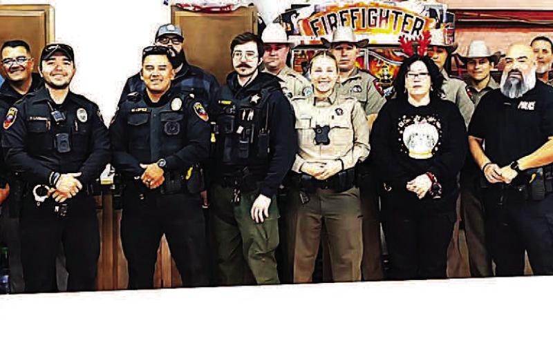 The Levelland Police Department, along with DPS and Sheriff’s Office, joined the Sundown Volunteer Fire Department for its Cocoa for Heroes event to remind the community that law enforcement is about connection and collaboration. (Levelland Police Department photo).