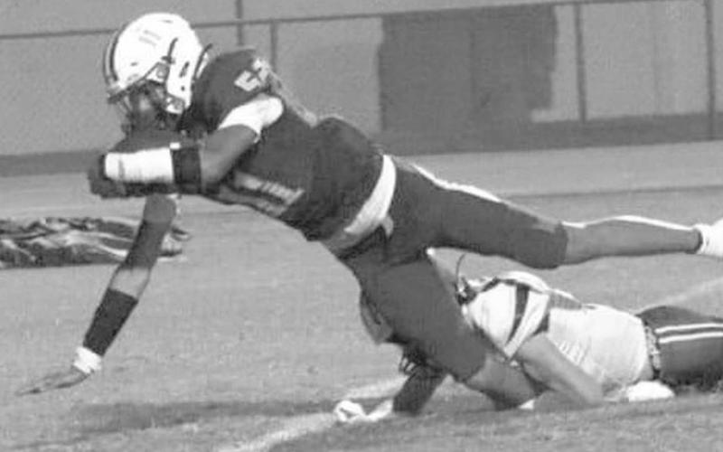 REACH FOR IT - Whiteface Antelope Cesar Chaves reached for the goal line to help his Whiteface Antelopes take down the Klondike Cougars last Friday. The Antelopes will host Elida, N.M. on Friday for homecoming at 7:30 p.m. (Photo by Holly Crutcher)