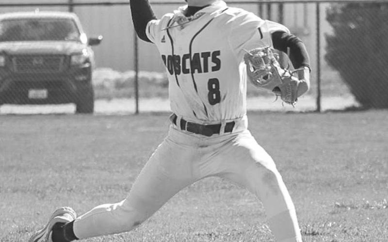 POWER - Smyer Bobcat Austin Martinez pitched in the team’s game against the Sundown Roughnecks this past Monday at home in the Bobcats loss. (Staff photo by Aalijah Soliz)