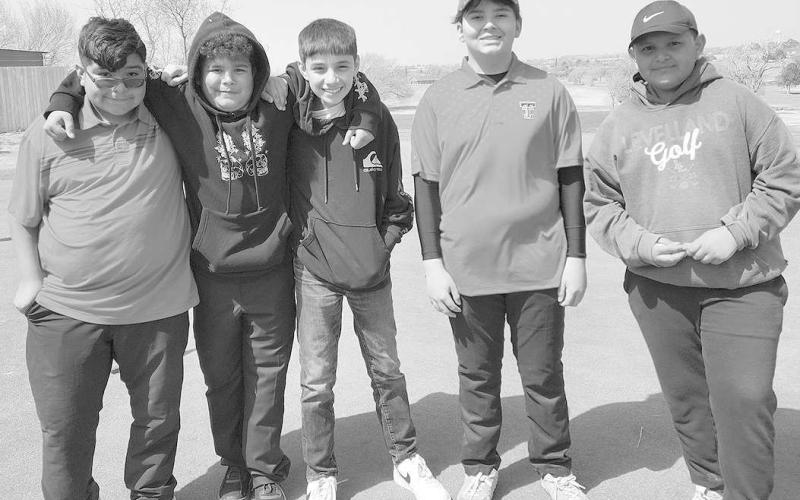 LOBO B- LMS Golf Coach April Rodriguez shares that her LMS Golf Teams played in their first district tournament. The Boys B team had a great experience. Pictured form left to right are:Joshua Diaz, Ezekiel Dent, Santiago Vidales, Marc Morin, and Lorenzo Galvan. (Photo Courtesy of Cristal Isaacks)