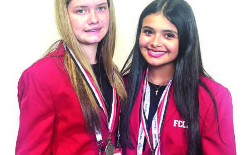 FCCLAMEMBERS - Smyer ISD FCCLA membersArymar Calderon and Morgan Pittman were names as two of the top 10 finalists in the nation in their interior design group in Washington, D.C. during July 6-10. (Smyer ISD photos)
