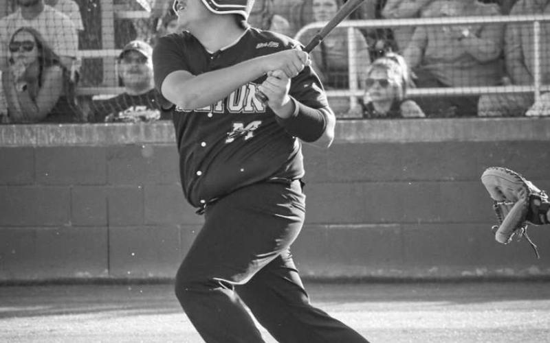 POWER SWING - Morton Indian Luis Yanez swung at the pitch this past Friday in Lubbock at the Ira Bulldogs pitch in their final game of the season. (Staff photo by Aalijah Soliz)