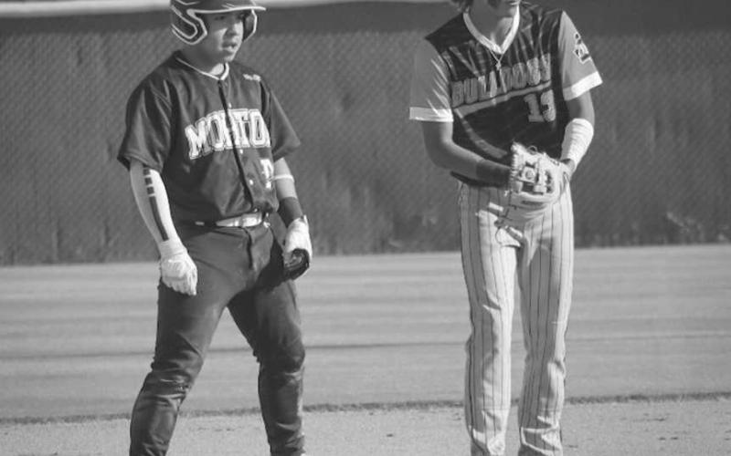TOO FAST - Morton Indian Christain Enriquez stole second base this past Friday at Lubbock Christian High School where the Ira Bulldogs won. (Staff photo by Aalijah Soliz)