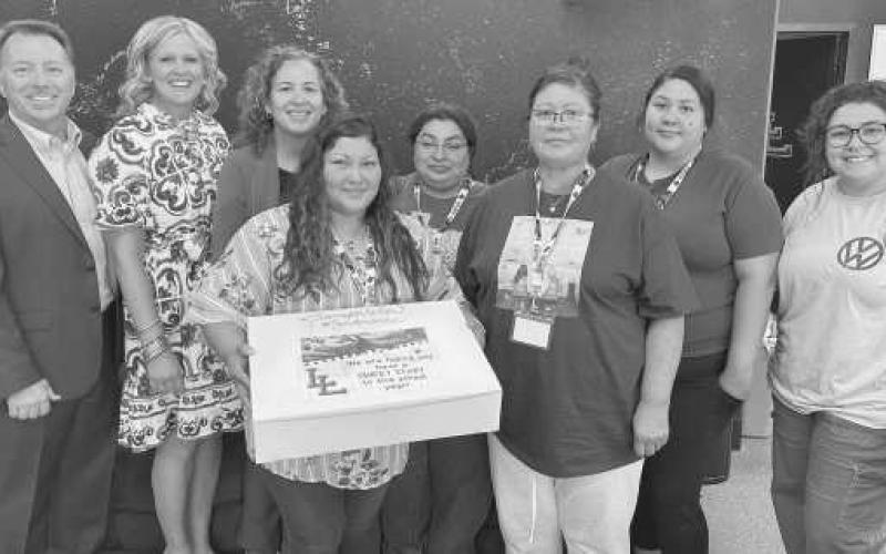 ; Levelland ISD Administration made the first day with students just a little bit “Sweeter” this past Thrusday when they visited each campus to deliver cookies. Seen here delivering to LISD Transportation Department:Assistant Superintendent Rodney Caddell, -Terri White, Superintendent Becky McCutchen, Victoria Guajardo, Felician Huerta, Flo Pena, Elida Salazxar, and Marissa Rascon.