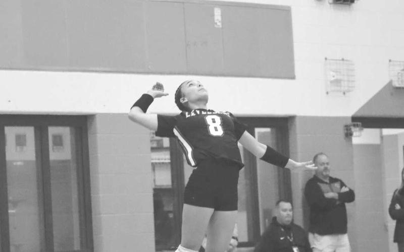 SERVE - Loboette Saydi Mendez served the ball to the Lady Rams in the teams second set of the game. (Staff photo by Aalijah Soliz)