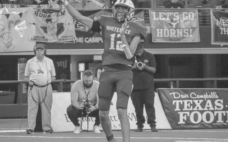 AIR MAIL - Whiteface Antelope Isaak Soliz passed to his wide receiver during the team’s game in the State Championship at AT&amp;amp;T Stadium in Dallas. (Staff photo by Aalijah Soliz)