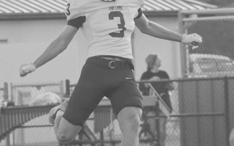 KICKOFF - Levelland Lobo Gage Potter kicked the ball off at the start of the game against the Brownfield Cubs last Friday on the road. (Staff photo by Aalijah Soliz)