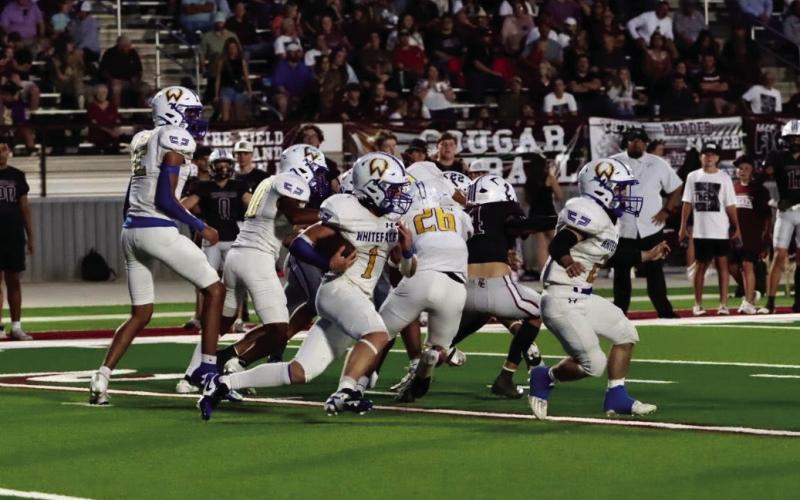 GRESHAM ON THE CARRY - Sophomore Whiteface running back Luke Gresham rushes the football against Klondike this past Friday night. The Antelopes would end up losing 56-8. (Photo provided by Whiteface Victory Line Facebook)