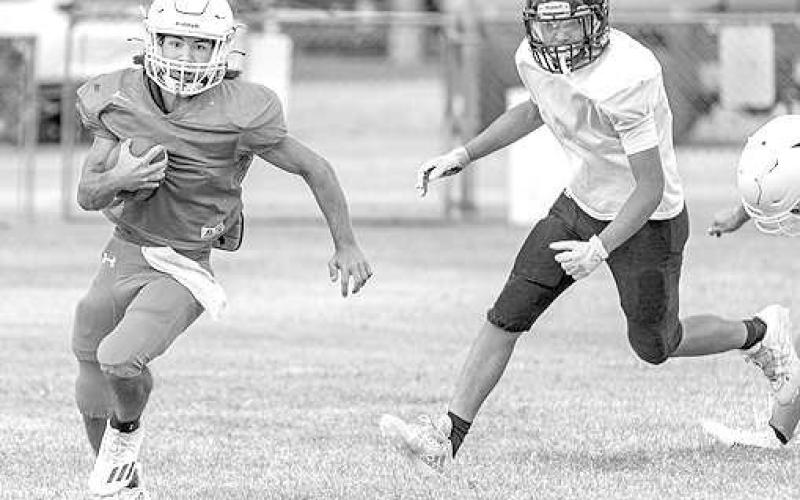 Open Field Running- Ropesville junior Ben Saldivar made a play in the open field during the Eagles’ scrimmage against Crosbyton last Friday. The Eagles open their season at home against the Boys Ranch August 26. (Photo Courtesy of Donovan Martin)