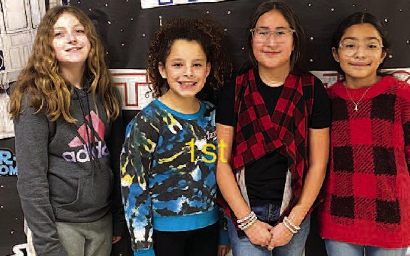 UIL ART– Levelland Intermediate School fifth grade students earned a Silver Medal after competing in Academic UIL in Big Spring recently. LIS placed second overall out of nine teams, under the direction of UIL Chair Katie Pena. Pictured from the left are LIS fifth grade Art team members: Leighken Hensley placed eighth; Jocelyn Medrano placed fifth; Paulina Chavira placed third; and Ximena Chavira won first place. Not pictured is Preston Doshier placed seventh. (Submitted Photo)