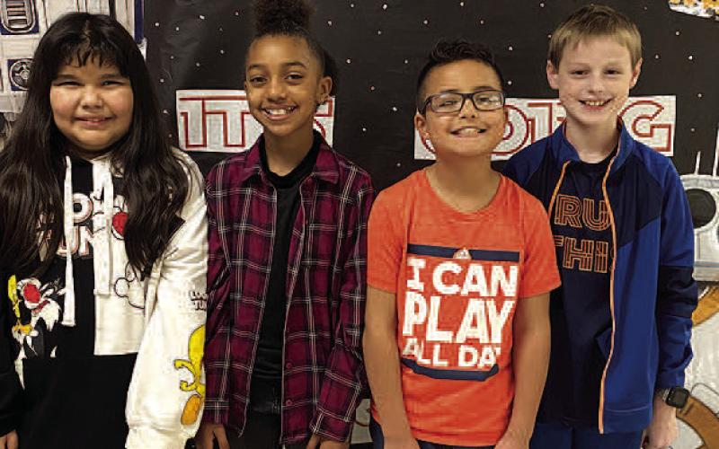 UIL SPELLING– Levelland Intermediate School fourth grade students earned a Silver Medal after competing in Academic UIL in Big Spring recently. Pictured from the left are LIS fourth grade Spelling team members: Ella Torres, Abrielle McCleod placed seventh; Roger Grant and Caleb Willey placed third. LIS fourth grade teams placed second overall out of nine teams, under the direction of UIL Chair Katie Pena. (Submitted Photo)