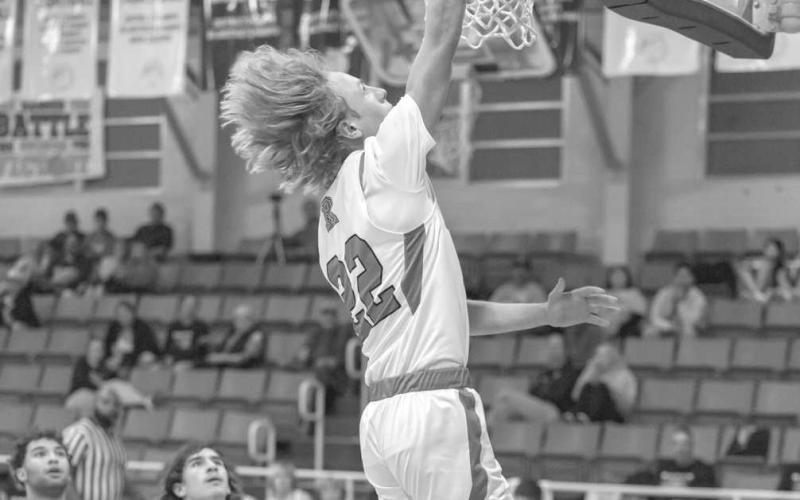VERTICAL - Ropes Eagle Reese Williams jumped high to lay the ball up during the teams tournament last weekend in their win. (Photo courtesy of Donovan Martin)