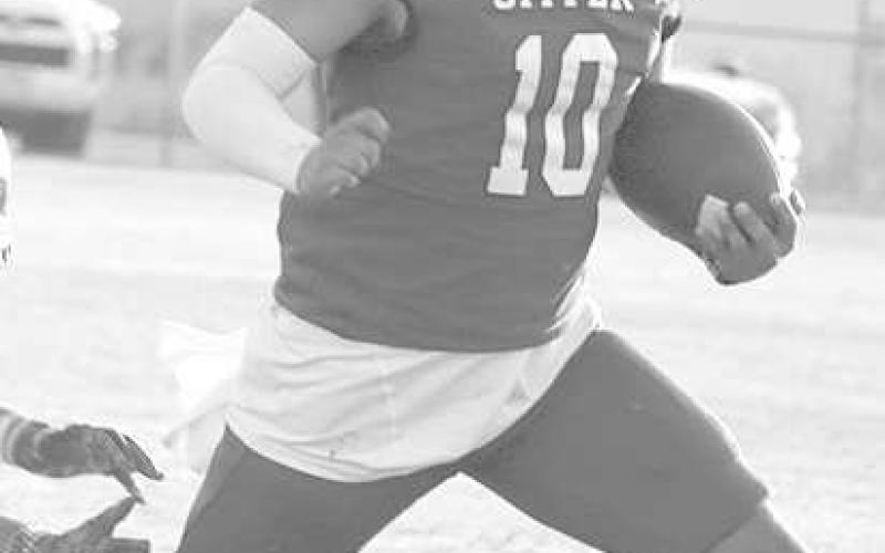FIRST WIN- The Smyer Bobcat’s won their first game of the season 22-14 on the road in Crosbyton last Friday. Smyer QB Peyton Casillas tossed one touchdown and added a two-point conversion in the win. The Bobcats will be on the road at Ralls Friday. Kick-off is set for 7 p.m. (Staff Photo by Aalijah Soliz)