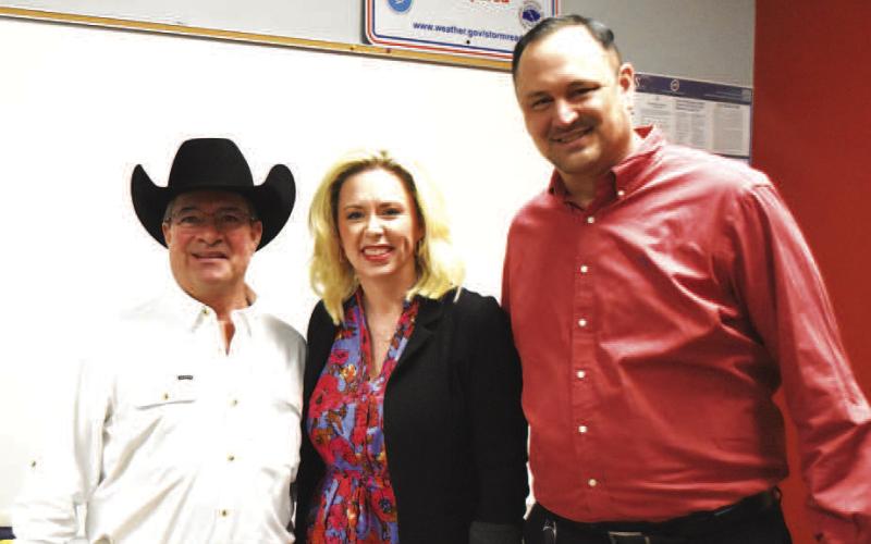 TOWN HALL UPDATE- State Rep. Ken King was joined by Levelland Mayor Breanna Buxkemper and Dr. Donald Huseman, LISD superintendent, at the Town Hall Meeting this past Wednesday. Each year, King makes a tour of the cities in District 88 to update citizens.