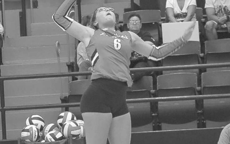 GOOD SHOT - Loboette Hailiee Estrada got the perfect set up from her team to send her shot over to the Cowgirl defense this past Tuesday at home. (Staff photo by Aalijah Soliz)