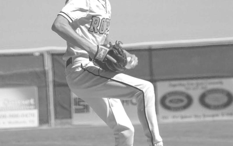 FASTBALL - Ropes Eagle Bode Franklin started on the mound for the Eagles during their contest this past Tuesday at home against the New Home Leopards. Franklin finished with six strike outs and five walks throughout the game. (Staff photo by Aalijah Soliz)