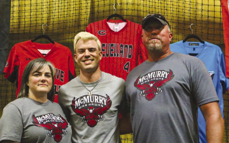 SIGNING - Levelland Lobo Rusty Johnson signed with McMurry this past Tuesday at Big Three Pump with his parents Brian and Linda Johnson to continue his athletic and academic journey. (Staff photo by Aalijah Soliz)