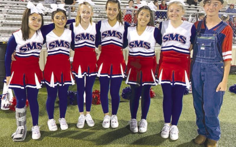 CHEER SQUAD- The Sundown eighth grade cheerleaders have done a great job of cheering on the red, white and blue, as well as providing great leadership for our Cheer Squad! Pictured (left to right) are: Katy Flores, Adelyn Franklin, Addie Hord, Kyndal Taggart, A’Bree Olivas, Serenity Mulloy and Ryder Stanley (Photo Courtesy of Sundown ISD).