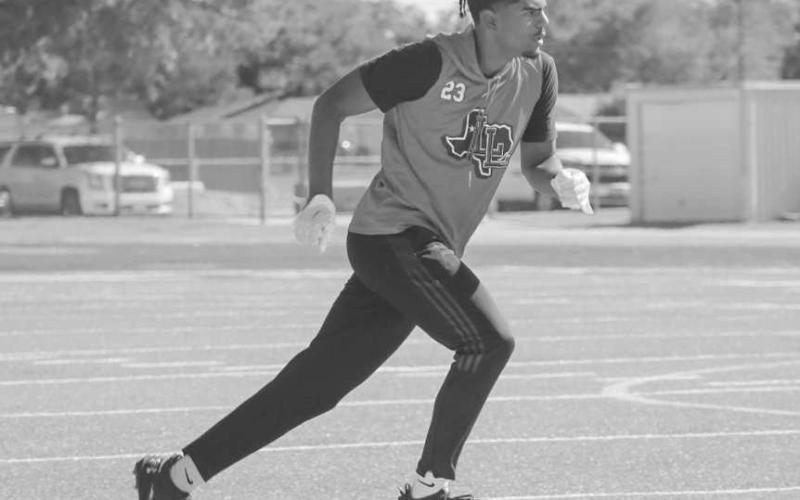 TRACK DOWN - Levelland Lobo Sean Landrum tracked down the ball carrier this past Monday against Estacado for the team’s 7 on 7 game in Lubbock. (Staff photo by Aalijah Soliz)