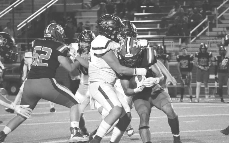 STONEWALL - Levelland lineman Kain Maldonado stopped the Borger runningback in his tracks behind the line of scrimmage last Friday during the teams contest. The Lobos were at home this past Friday to face off against the Seminole Indians for the teams last home game of the season. (Staff photo by Aalijah Soliz)