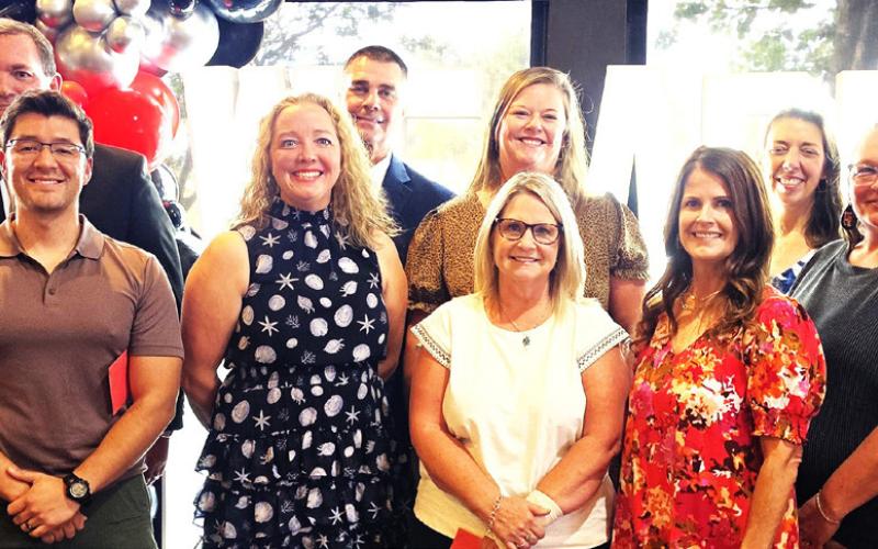 LHS Principal Craig Black and Assistant Principals Sid Gerber and Brian Luna with Sandy Billington, Gene Burton, Merribeth Henry-Gregory, Laura Northern, Jennifer Quintero, Suzanna Ramirez, Kristy VanZandt Scoggins, Laurie Villanueva and D’Nae Wilson (not shown Sam Dewbre, Adrian Holland and Rhonda Jackson).