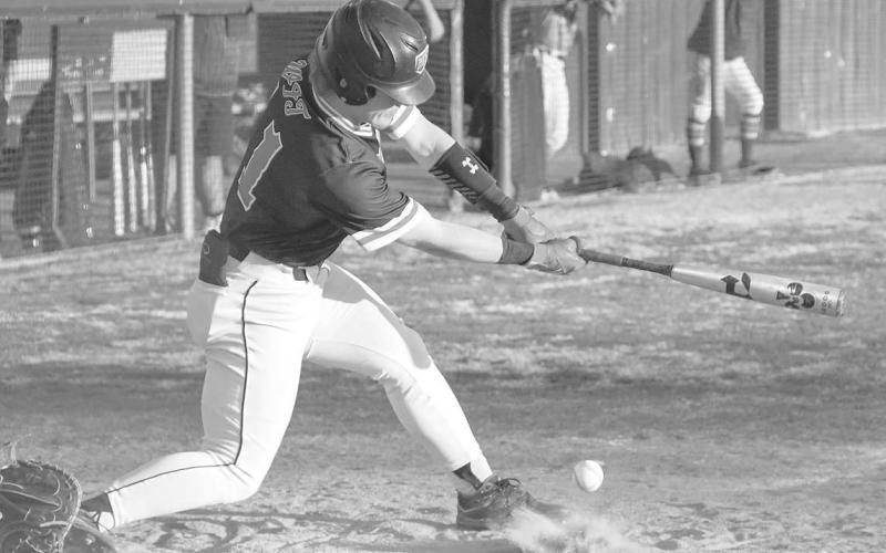 FOUL SWING- Levelland had everything working at home last Friday with a 11-1victory over Big Spring. Lobo Blake Klose fouled off a pitch during an AB. The Lobos will host Estacado Tuesday. (Staff Photo by Dom Puente)