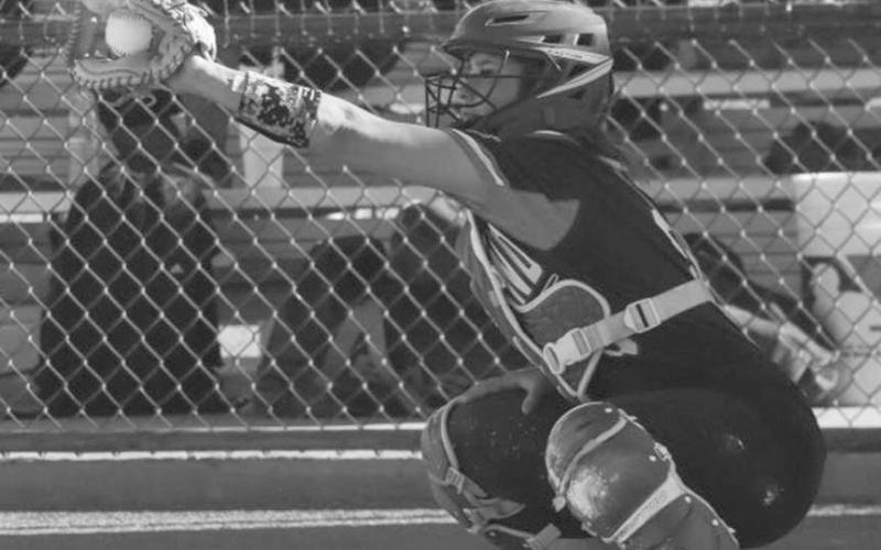 STRIKE - Levelland Loboette Madison Seat caught the strike from the pitcher during the Loboettes game against the Plainview Lady Bulldogs this past Tuesday at home. (Staff photo by Aalijah Soliz)