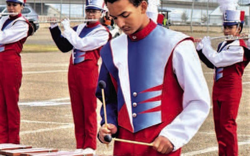 SUNDOWN MARIMBA-- Sundown Marching Band Kobe Hogan on marimba.(Sundown ISD photo)