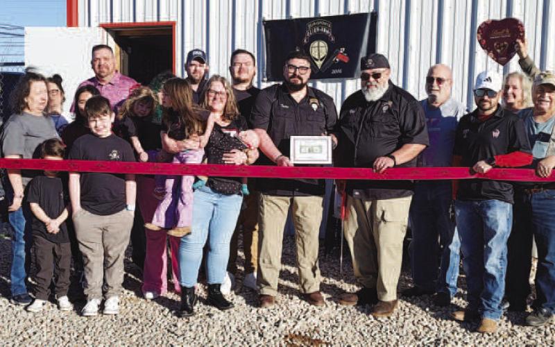 ALIEN ARMS-- Alien Arms held its ribbon cutting this past Saturday joined by the Levelland Chamber of Commerce, friends and family. The veteran owned and run business is owned by Ivan and Ramon Melendez and was established in 2016. The new location, which opened at 1501 Houston in January 2026, sells guns and accessories, does gunsmithing, maintenance, repairs and restoration. Visit the location or call 575-626-9794 for more information. (Staff photo)