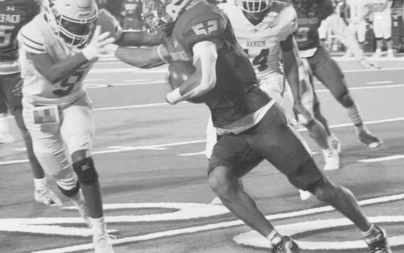 GET OFF ME - Jeremiah Rendon had 10 carries for 117 yards and two touchdowns as well as a nine yard pass and five tackles and a sack defensively for the Whiteface Antelopes in an 85-60 win over the Rankin Red Devils in UIL Class 1A-1 high school six-man football bi-district action last Friday in Klondike. (Photo courtesy of Holly Crutcher)